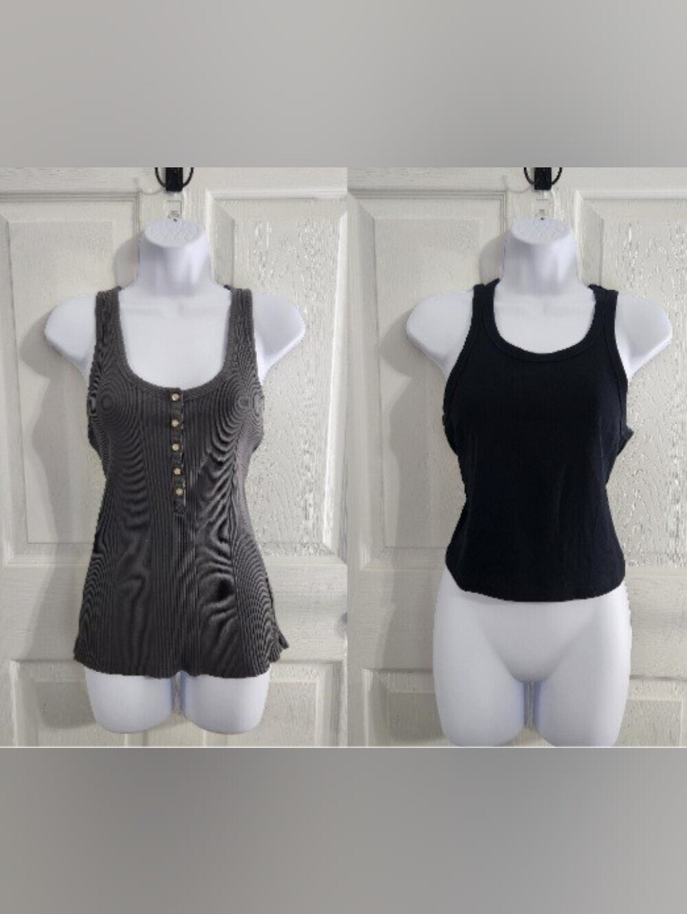 Aerie tank tops set of 2 Large minimalist basic staple stretch black Gray